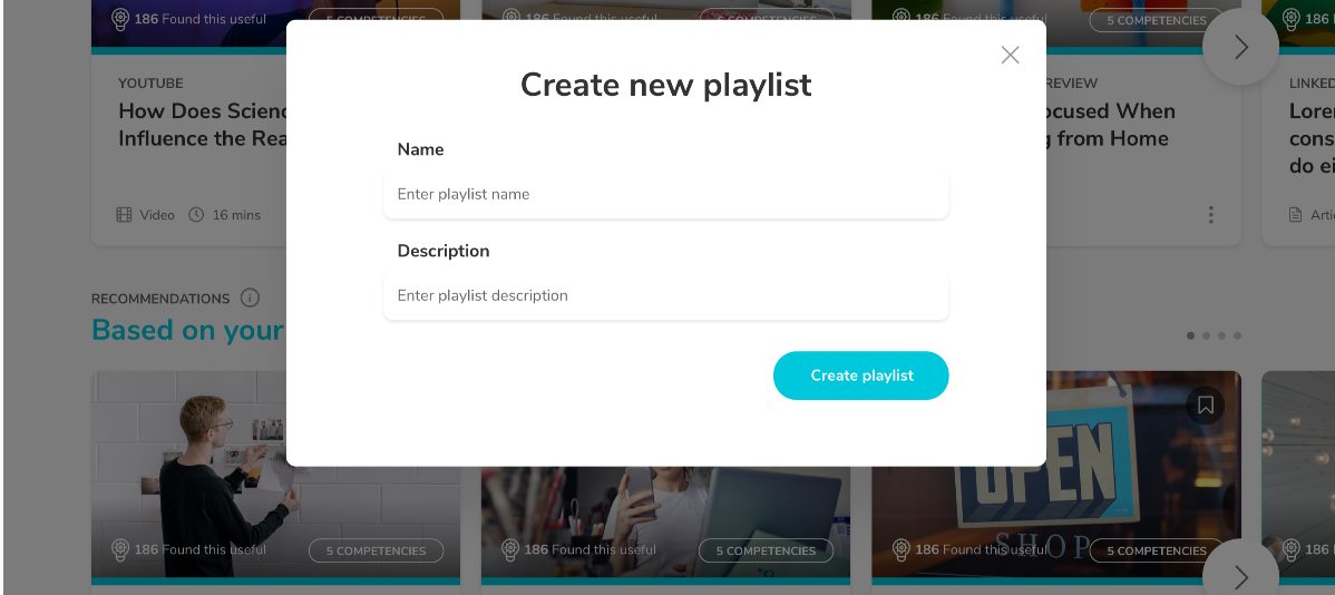 Filtered LXP - Create a playlist