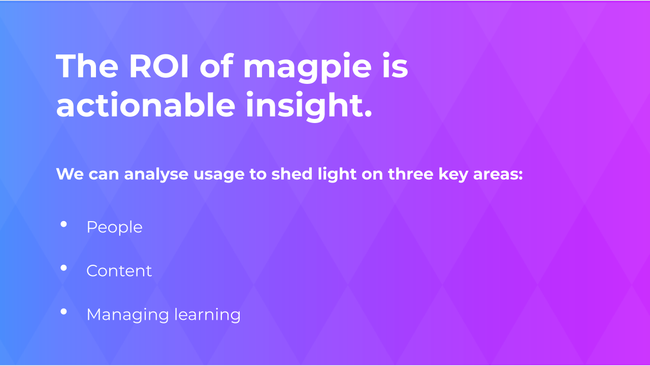 The ROI of magpie is actionable insight