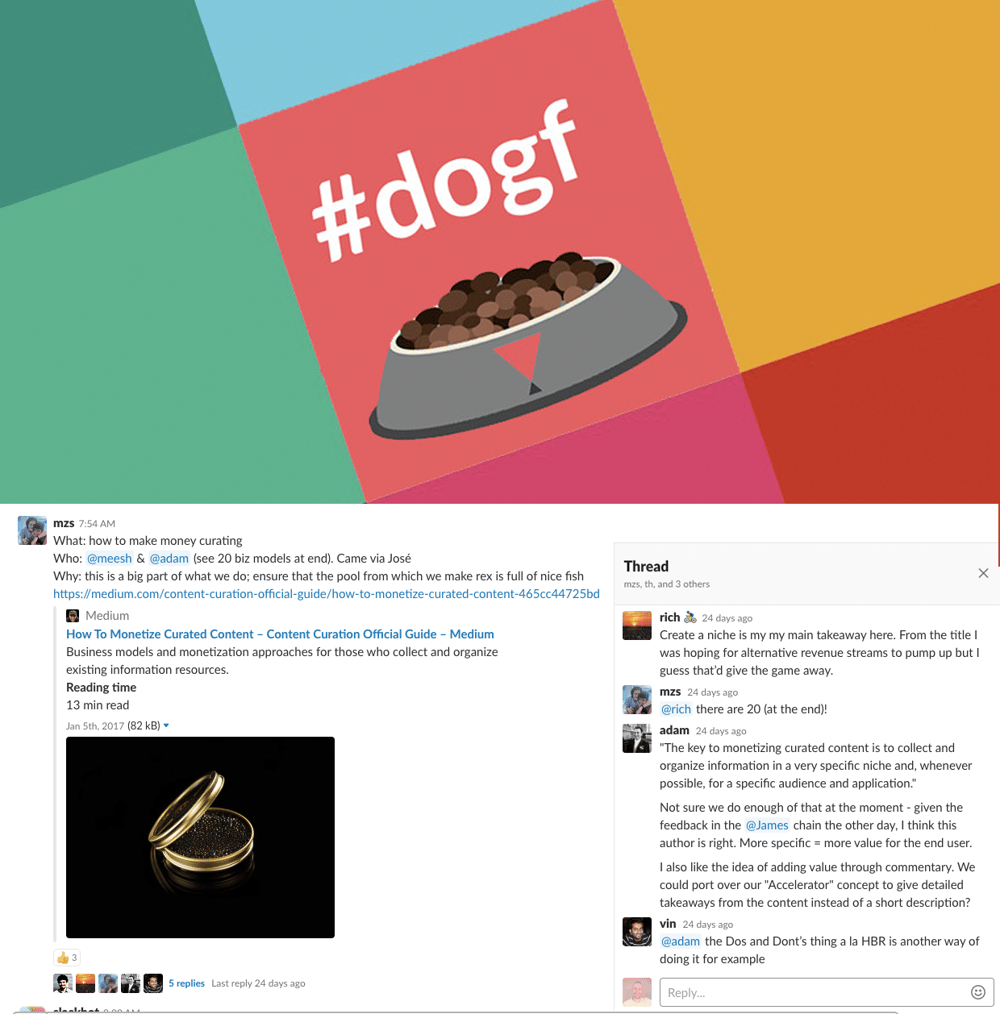 dogf slack chat with text